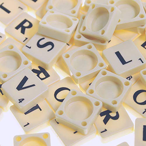 Trimming Shop Plástico Blanco Baldosas con Negro Letras y Números para Artes y Manualidades Manualidades Tablero Juegos Recambio y Joyería (1.9cm, 100pcs) - Marfil, 1.9cm