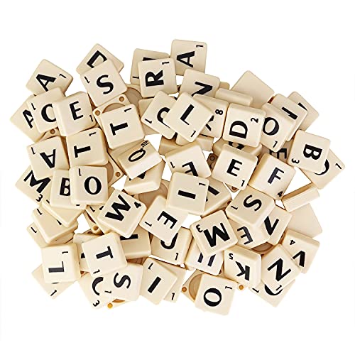 Trimming Shop Plástico Blanco Baldosas con Negro Letras y Números para Artes y Manualidades Manualidades Tablero Juegos Recambio y Joyería (1.9cm, 100pcs) - Marfil, 1.9cm