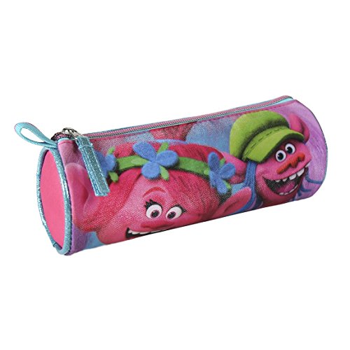 Trolls- Estuche portatodo cilindrico, Color fucsia, 21 cm (Artesanía Cerdá 2100001804)