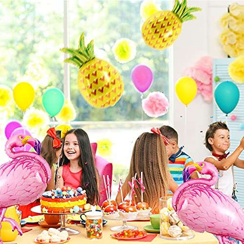 Tropical Flamenco Decoraciones,BIQIQI 54 Piezas Hawaiana Fiesta Globo kit con Flamingo Piña Lámina Globo,Verde Rosa Látex Globo para Verano Playa Piscina Niña Cumpleaños Fiesta Decoración