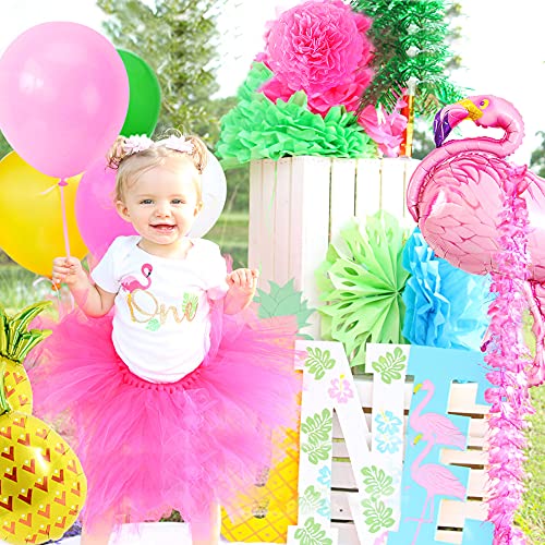 Tropical Flamenco Decoraciones,BIQIQI 54 Piezas Hawaiana Fiesta Globo kit con Flamingo Piña Lámina Globo,Verde Rosa Látex Globo para Verano Playa Piscina Niña Cumpleaños Fiesta Decoración