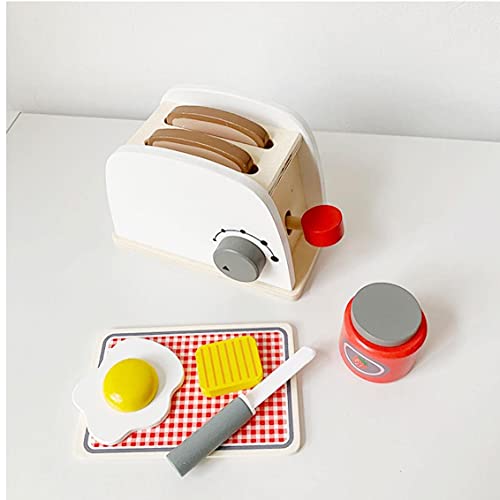 Tuimiyisou Juguetes De Madera De Madera De La Crepe De La Máquina De Café De La Máquina Licuadora Máquina De Pan De Madera De Juguete 4pcs Cocina De Los Niños Juguetes Educativos Juguetes