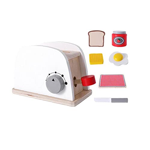 Tuimiyisou Juguetes De Madera De Madera De La Crepe De La Máquina De Café De La Máquina Licuadora Máquina De Pan De Madera De Juguete 4pcs Cocina De Los Niños Juguetes Educativos Juguetes