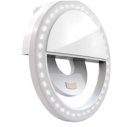 Tuimiyisou Selfie Anillo de luz Recargable Mini Clip en Selfie círculo de luz con 36 LED para el diseño Móvil Blanca humanizado