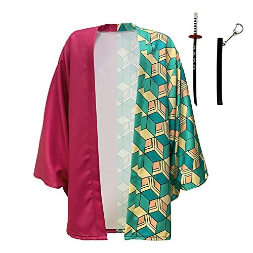 TUMUSKER Anime Cosplay Capa Disfraz Anime Tanjirou Zenitsu Tomioka Nezuko Kimono Chaqueta (Tomioka Giyuu, L)