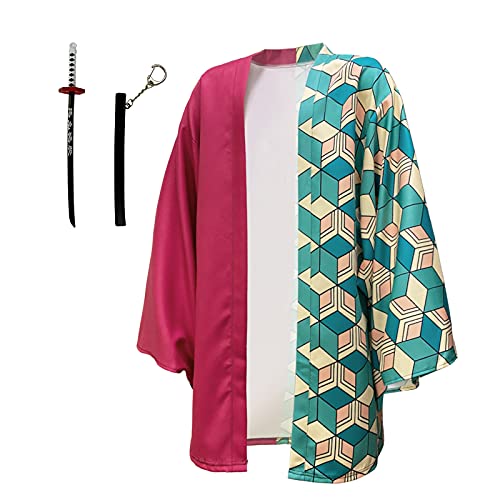 TUMUSKER Anime Cosplay Capa Disfraz Anime Tanjirou Zenitsu Tomioka Nezuko Kimono Chaqueta (Tomioka Giyuu, L)