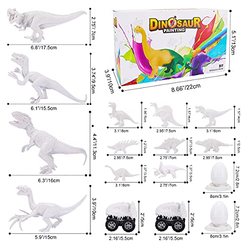 TYRSEN Kit Pintura Dinosaurios,35 Piezas Juguetes Dinosaurios Figuras para Pintar, Creativo Juego Cumpleaño Regalos niños 3 4 5 6 7 8 Años Regalos de Cumpleaños Navidad