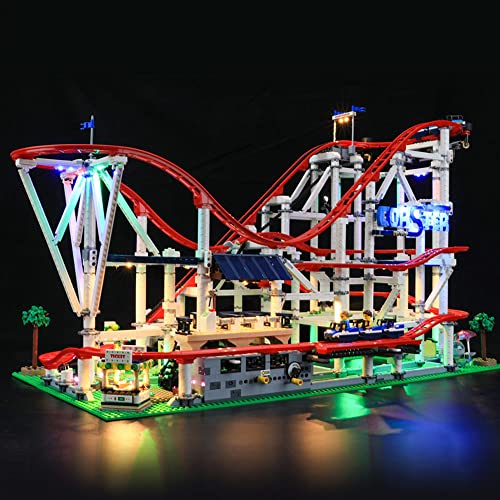 TZH Kit De Iluminación LED para Montaña Rusa Grande Lego 10261 Fuente De Alimentación USB Bloques De Construcción Juego De Iluminación Compatible con Lego, Modelo No Incluido