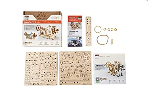 UGEARS Stem Kit de Modelo de Tacómetro – Puzzles de Madera 3D para Adultos, Adolescentes y Niños – Kit de Ciencia Mecánica DIY para Autoensamblaje – Puzzles 3D Educativos e Ingeniería con App 8+