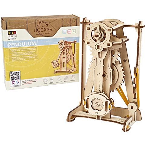 UGEARS Stem Lab Puzzle 3D - Maquetas para Montar - único maqueta Madera Puzzles 3D Incluye aplicación móvil - Mecánico maquetas para Construir Adultos y niños 8+ (Péndulo)