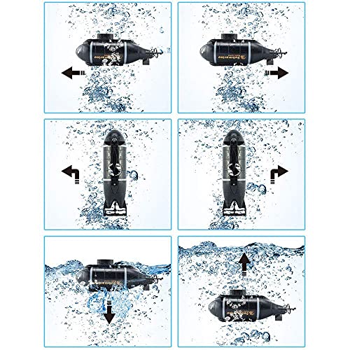 UJIKHSD Mini RC Submarino De 6 Canales RC Inalámbrico Simulación De Submarino Nuclear Modelo Militar Barco A Control Remoto Eléctrico Piscina/Pecera/Juguetes De Baño Verano Juguetes Acuáticos