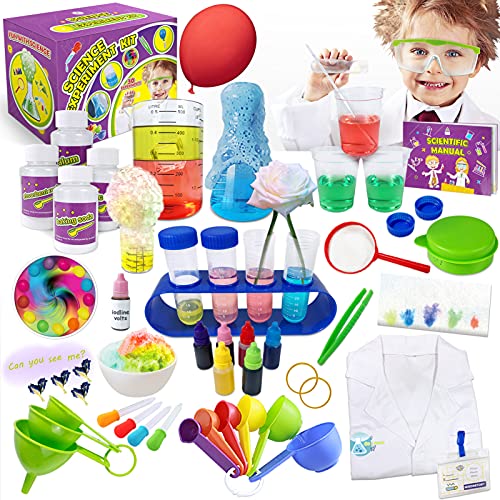 UNGLINGA Laboratorio de Química 30 Set de Experimentos Científicos Juguetes Educativos Regalo con Bata de Laboratorio para Niños 5 Años, Disfraces Juego de rol Stem Aprendizaje Fiesta de Navidad