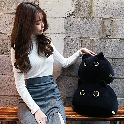 URFEDA Muñeco de Peluche Gato Negro,Lindos Juguetes de Peluche de Gatito,Peluche Adorno Buena Suerte Yin Yang Gato Juguete de Peluche Almohada Cojín para niños, Familiares y Amigos 40cm /55 cm