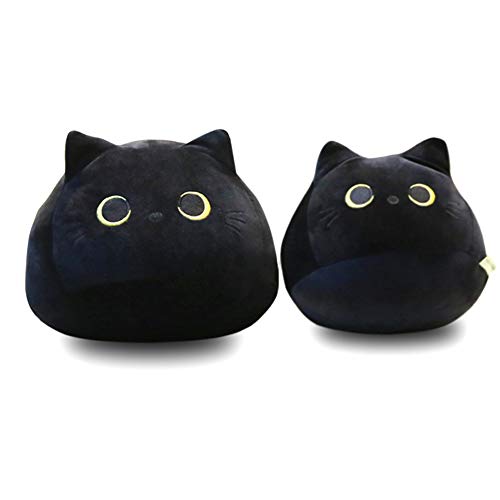 URFEDA Muñeco de Peluche Gato Negro,Lindos Juguetes de Peluche de Gatito,Peluche Adorno Buena Suerte Yin Yang Gato Juguete de Peluche Almohada Cojín para niños, Familiares y Amigos 40cm /55 cm