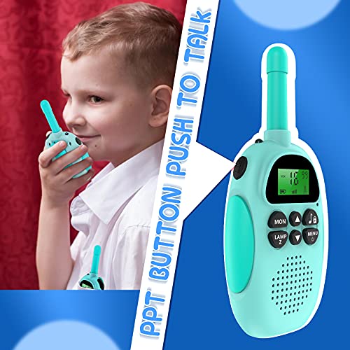 Ushining Walkie Talkie para Niños, Walkie Talkie Recargable con Radio de 2 vías 16 Canales Función VOX 10 Tonos de Llamada LCD Retroiluminado Linterna, Regalo para Niños y Niñas