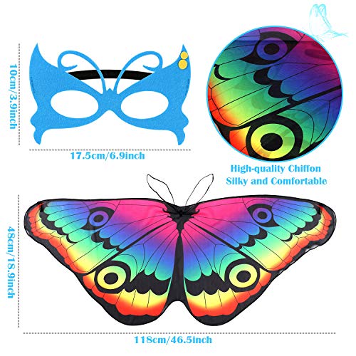 vamei 9 Piezas Disfraz Mariposa Niña Alas Mariposa Máscara Halloween Capa Mariposa Hada Chal Alas Carnaval Fiesta Cosplay Accesorio Disfraz para Niños Niñas