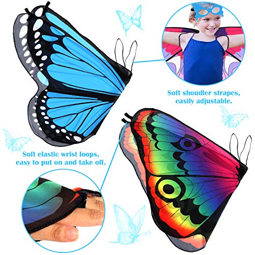 vamei 9 Piezas Disfraz Mariposa Niña Alas Mariposa Máscara Halloween Capa Mariposa Hada Chal Alas Carnaval Fiesta Cosplay Accesorio Disfraz para Niños Niñas