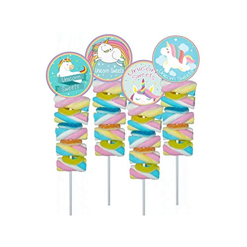 Vasara Lote de 20 Pinchos Unicornio Golosinas 45 Gr. - Golosinas para Comuniones, Fiestas de Cumpleaños, Bodas Niños