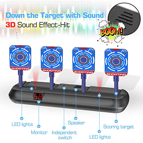 VEGKEY Objetivo Digital Electrónico para Pistolas Nerf,Objetivos de Tiro Eléctrico Reinicio Automático,Niños Electric Target Disparo para Juguete Pistolas N-Strike Elite / Mega / Rival Serie