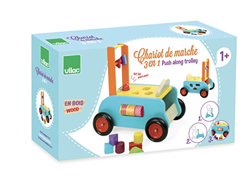 Vilac 1006S - Carrito de Caminar, Portador y Mesa de Juego multiactividad, 3 en 1