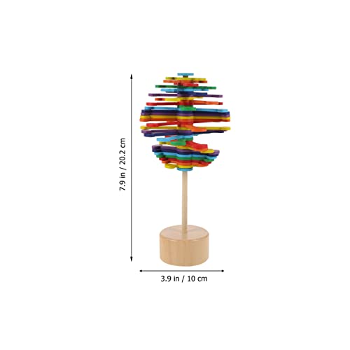 VILLCASE Spiral de Madera Lollipop Estrés Relif Lollipop Lollipop Rotativo Juguete Escritorio Diversión Discomresión Juguete Fibonacci Secuencia Juguete