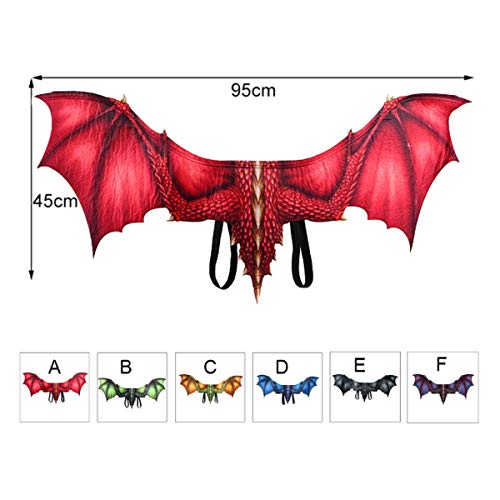 Viviance 3D Halloween Cosplay Wings Dragon Wing Mardi Gras Dragon Costume Clothes - Negro