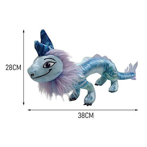 Vssictor Dragón y Tuk Tuk, el último dragón de peluche de dragón azul juguetes de peluche para niños niñas regalo, Raya(Sisu)