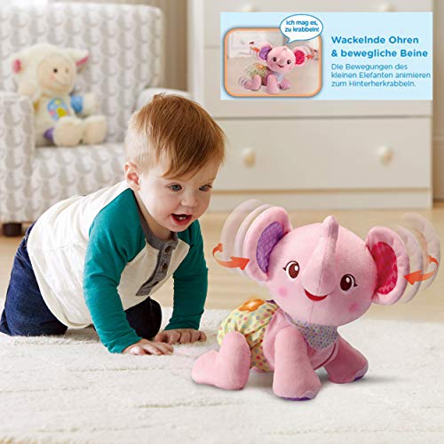 VTech- Krabbel-mit-mir-Elefant Pink bebé, Juguete, motricidad, Ayuda para Gatear. (80-533254)