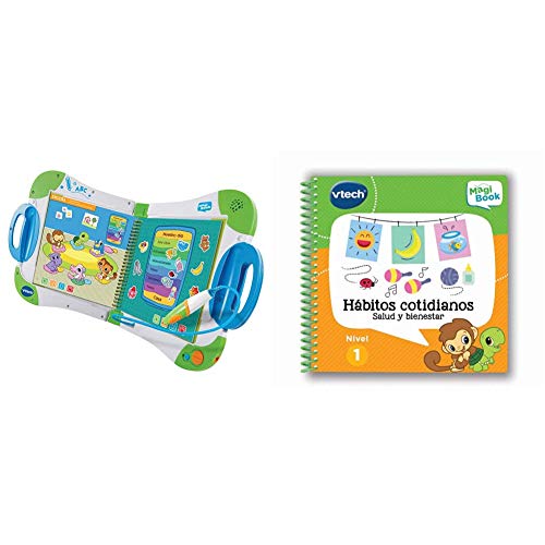 VTech MagiBook, Enseña a Aprender, ¿Qué Quieres Saber Hoy? Vocabulario, Mates, Ciencias + Libro para Magibook Hábitos Cotidianos, Aprende En Casa