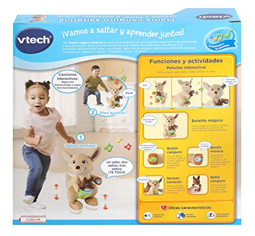 VTech Mamá Canguro Saltarina Peluche Interactivo Que Habla, Multicolor, única (3480-522622)