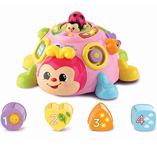 VTech - Mariquita Pasitos y formas, Simpático Juguete de Arrastre encajable para Aprender Formas, Animales, números y Vocabulario sobre la Naturaleza, Color Rosa (3480-522357)