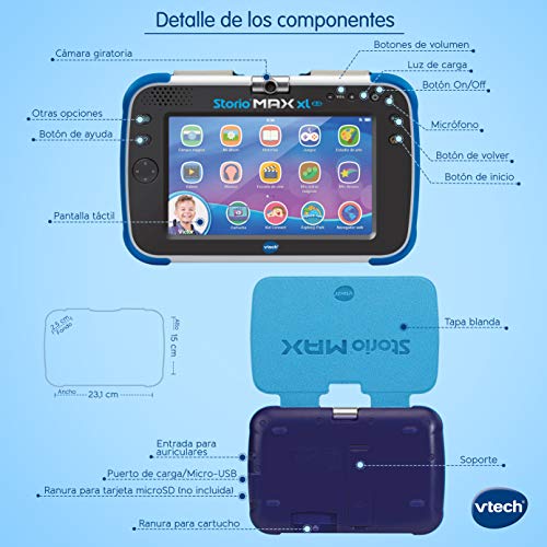 VTech Storio MAX XL 2.0, Tablet Educativo Multifunción 7", Color Azul + Pixar^Disney Juego para Tablet Educativo, Storio, Cars, Multicolor