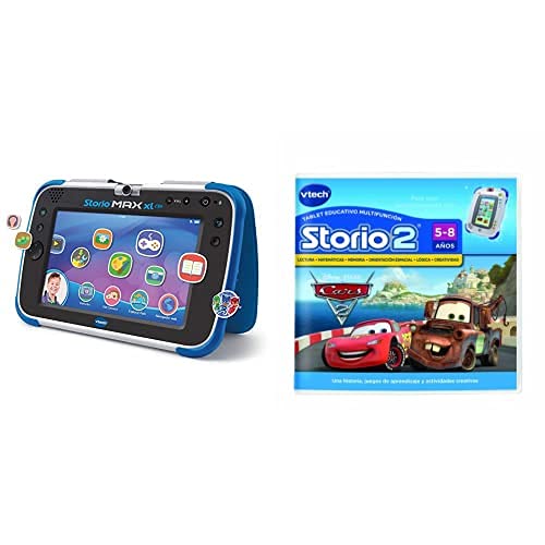 VTech Storio MAX XL 2.0, Tablet Educativo Multifunción 7", Color Azul + Pixar^Disney Juego para Tablet Educativo, Storio, Cars, Multicolor