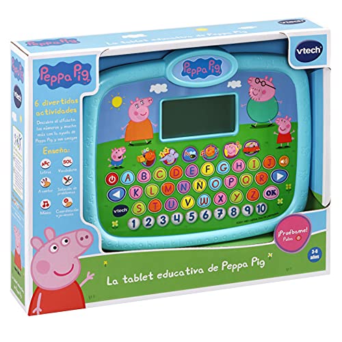 VTech Tablet Peppa Pig, Juguete Educativo para niños +3 años, aprende Las Letras y los números, versión ESP (3480-610422), Color (3480-546622)