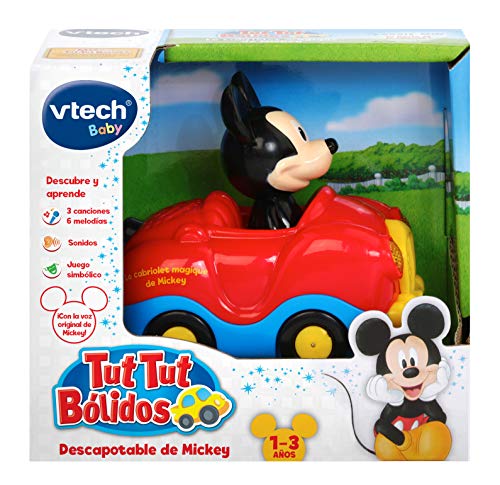 VTech- TutTut Bólidos Disney, Coche Interactivo con Música, Multicolor (TTB Mickey)