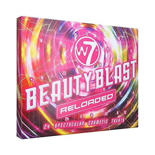 W7 Beauty Blast Reloaded Advent Calendar 2021-24 Puertas de maquillaje de alta calidad y sorpresas cosméticas para Navidad. Crueldad gratis, regalos de vacaciones para adolescentes, hijas y niñas.