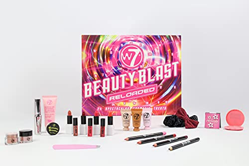 W7 Beauty Blast Reloaded Advent Calendar 2021-24 Puertas de maquillaje de alta calidad y sorpresas cosméticas para Navidad. Crueldad gratis, regalos de vacaciones para adolescentes, hijas y niñas.