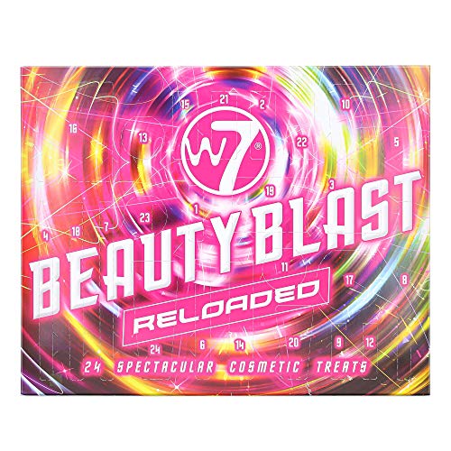 W7 Beauty Blast Reloaded Advent Calendar 2021-24 Puertas de maquillaje de alta calidad y sorpresas cosméticas para Navidad. Crueldad gratis, regalos de vacaciones para adolescentes, hijas y niñas.