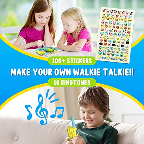 Walkie Talkie para Niños 16 Canales con Cordones y Pegatinas, Walkie Talkie Niños con Linterna para Exteriores y Camping, Juguetes para Niños Mayores de 3 Años, Regalos para Niños y Niñas