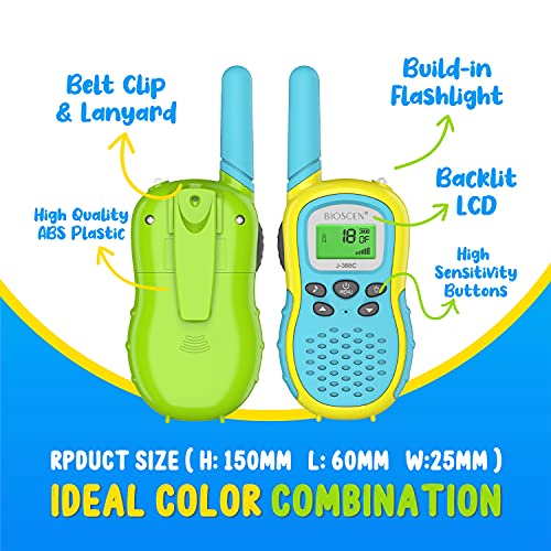 Walkie Talkie para Niños 16 Canales con Cordones y Pegatinas, Walkie Talkie Niños con Linterna para Exteriores y Camping, Juguetes para Niños Mayores de 3 Años, Regalos para Niños y Niñas