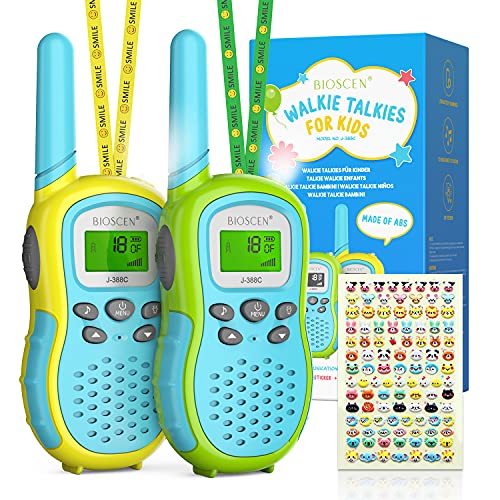 Walkie Talkie para Niños 16 Canales con Cordones y Pegatinas, Walkie Talkie Niños con Linterna para Exteriores y Camping, Juguetes para Niños Mayores de 3 Años, Regalos para Niños y Niñas