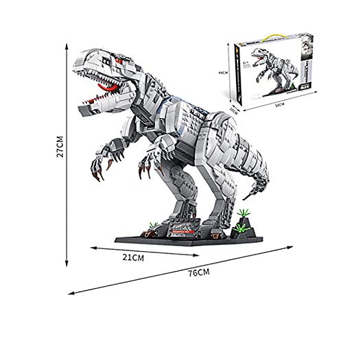 WANGCHAO Jurásico Dinosaurio Tyrannosaurus Modelo Bloques de construcción, ensamblaje Educación Juguetes de ladrillo, Conjunto de Modelos de colección de Adultos, Compatible con Lego (76x27x21cm)