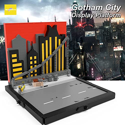 WANZPITS Gotham City Dark Night Fondo Plataforma De Exhibición MOC-11615 Kit De Construcción; Exhibición De La Escena De La Creatividad para Las Superhéroes Minifigure Y Coche,(999 Pieces)