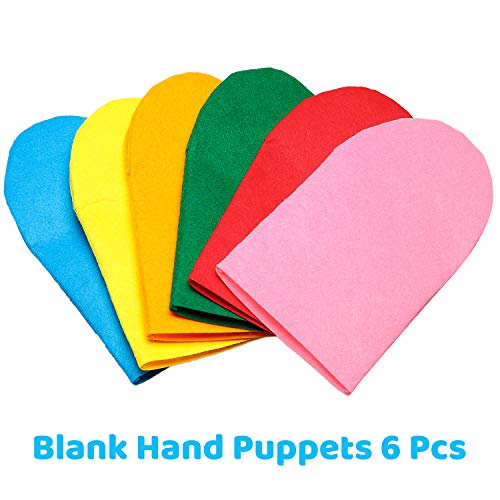 WATINC 6pz Kit Manualidades Niños Caja de Arte y Manualidad Niños Niñas Marionetas de Papel de Mano, Espectáculo de Marionetas, Incluye Marionetas de Mano de Colores, Pompones, Decoración Fieltro