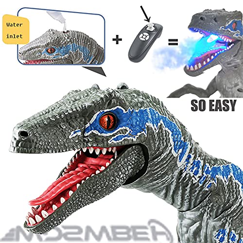 WDSWBEH Dinosaurios Juguetes Dinosaurio Robot Teledirigido Velociraptor, Dinosaurio Interactivo Robot Juguetes para Niños, Dinosaurio Teledirigido RC Muy Realista! Movimiento, Luz, Sonido Y Humo