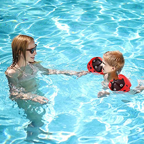 Wenlia Manguitos Flotadores de Natación para Niños, de Mariquita Manguitos de Piscina Inflatable de Brazo Equipo de Seguridad para Piscinas Brazalete Flotante Hinchable (1 Pairs )