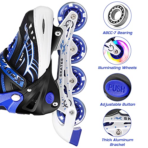 Weskate Patines en Linea Ajustables para Niña Niño Patines Linea con Todas Las Ruedas iluminadas Patines Niña para Exteriores e Interiores