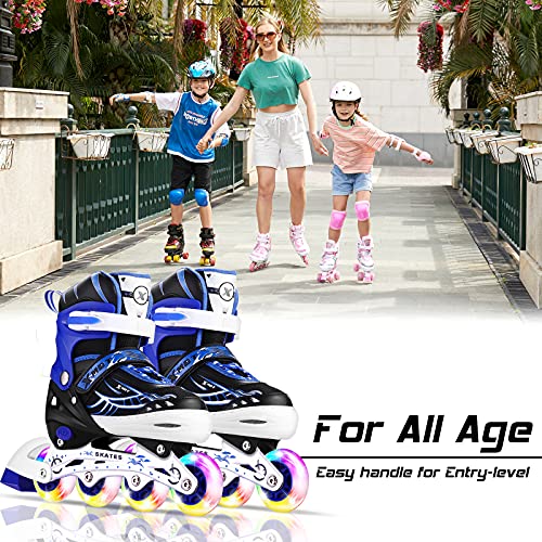 Weskate Patines en Linea Ajustables para Niña Niño Patines Linea con Todas Las Ruedas iluminadas Patines Niña para Exteriores e Interiores