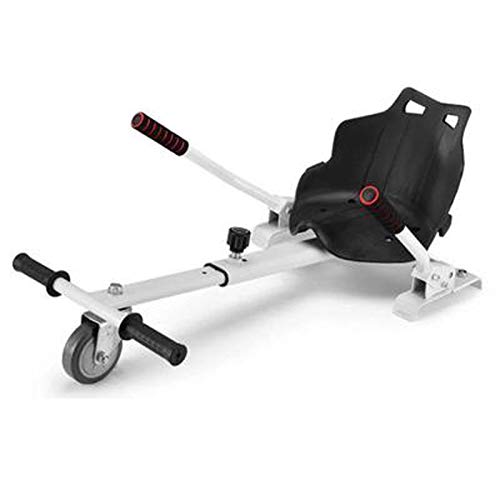 Wgwioo Asiento De Kart Ajustable, Go Kart Ajustable para, Kit De Conversión De Hovercart para 6.5 8 10 Pulgadas, Asiento Scooters Scooter Eléctrico Hoverboard para Adultos Y Niños,Blanco