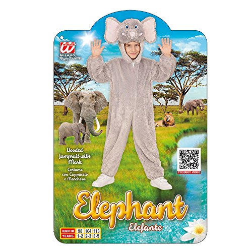 WIDMANN 98102 Infantil Disfraz Elefante de Peluche, Mono con Capucha y máscara